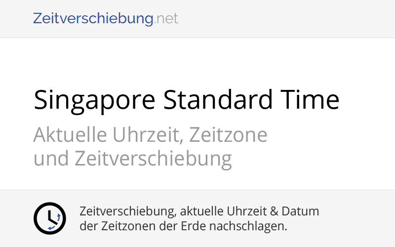 SST Singapore Standard Time Aktuelle Uhrzeit