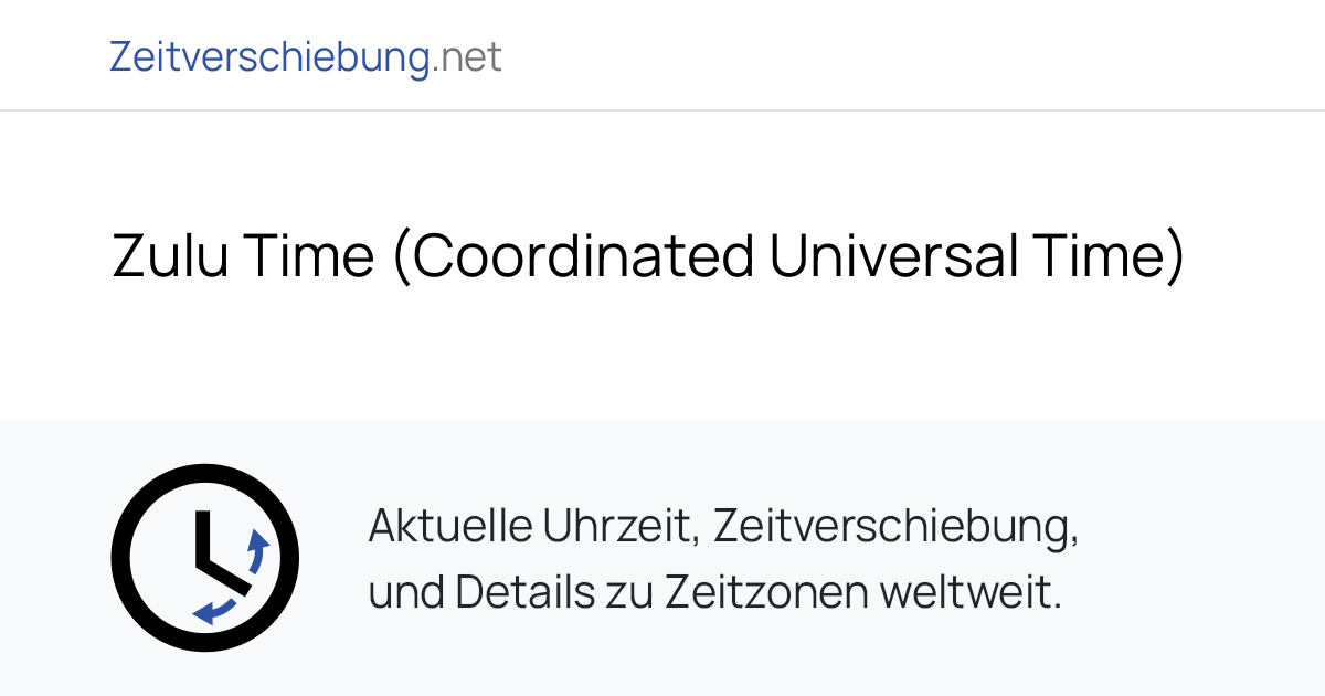 Z - Zulu Time (Coordinated Universal Time): Aktuelle Uhrzeit
