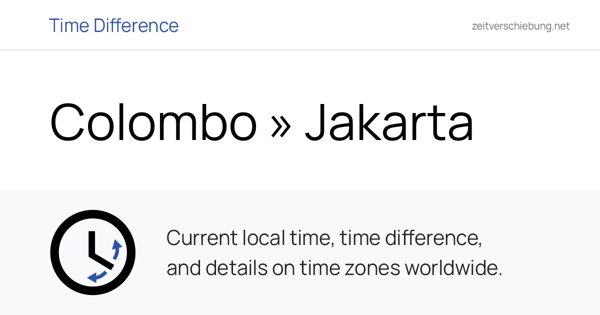 Time Difference: Colombo, Sri Lanka » Jakarta, Indonesia