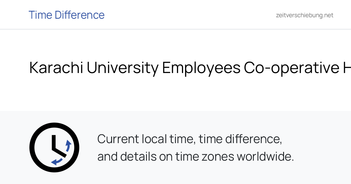 Current Local Time in Karachi University Employees Co-operative Housing ...