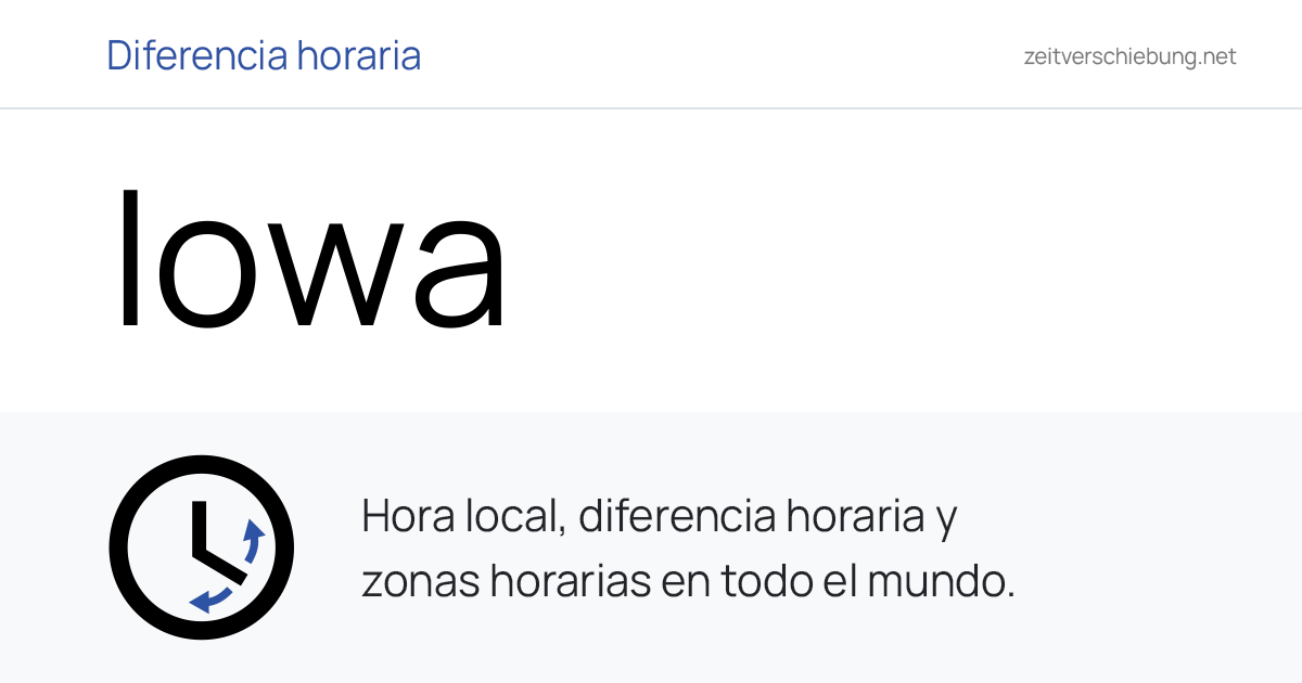 Iowa, Estados Unidos (USA): Fecha, hora y diferencia horaria actual