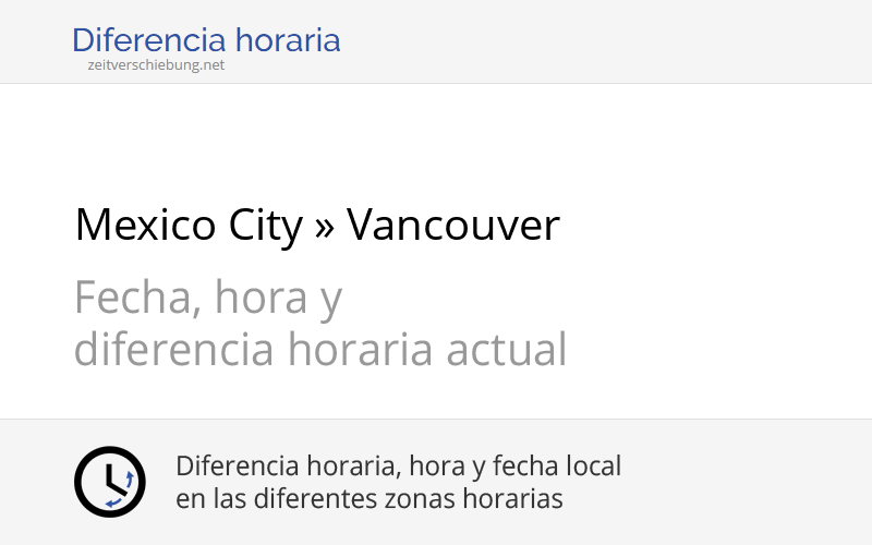 Diferencia Horaria Mexico City México Vancouver Canadá