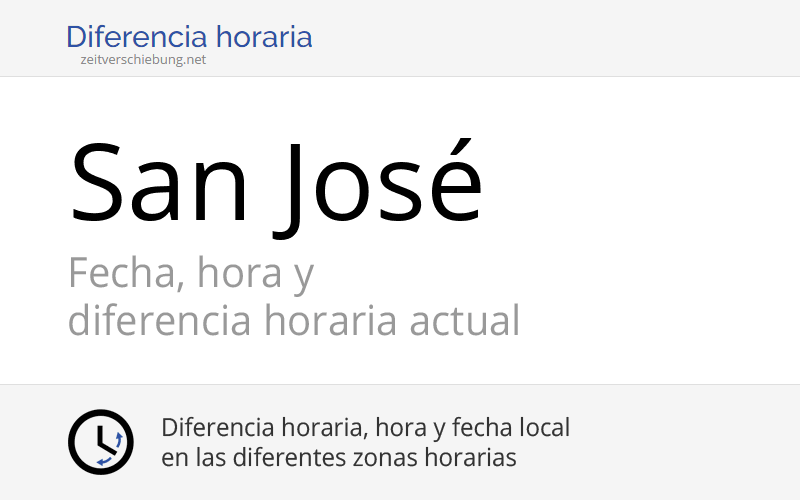 Hora actual en San José, Costa Rica Fecha, zona horaria, diferencia
