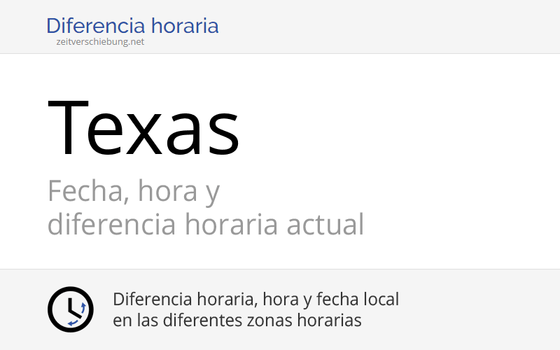 Texas, Estados Unidos (USA) Fecha, hora y diferencia horaria actual