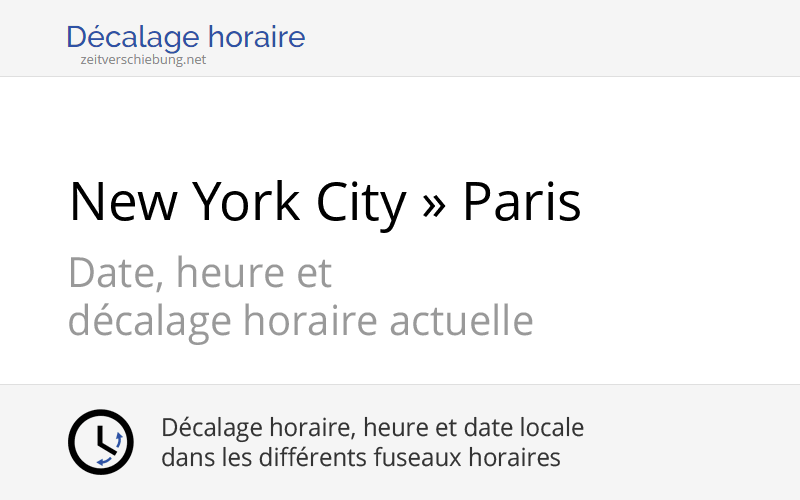Décalage horaire New York City, ÉtatsUnis