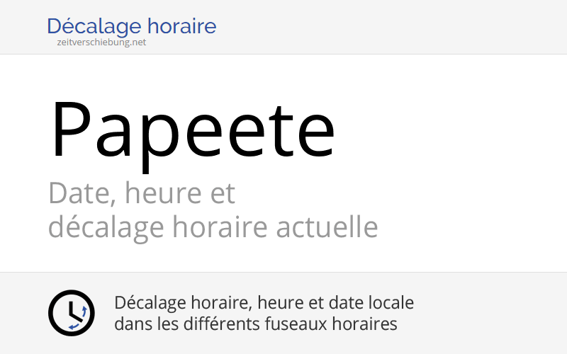 Quelle Heure Est Il A Papeete