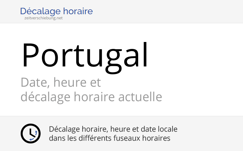 Portugal, Europe Date, heure et décalage horaire actuelle