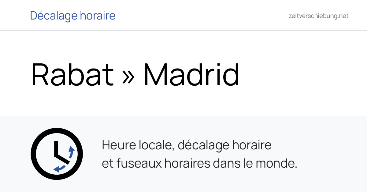 Décalage horaire: Rabat, Maroc » Madrid, Espagne