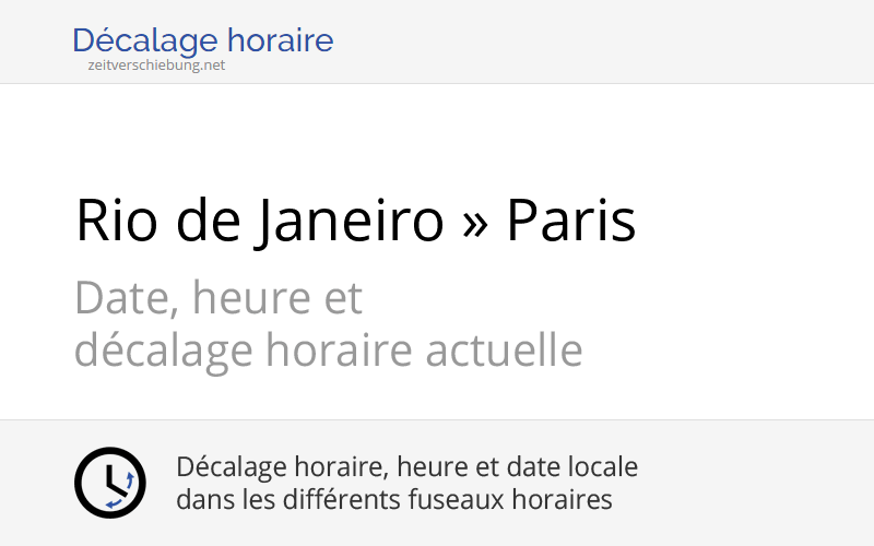 Décalage Horaire Paris Rio De Janeiro