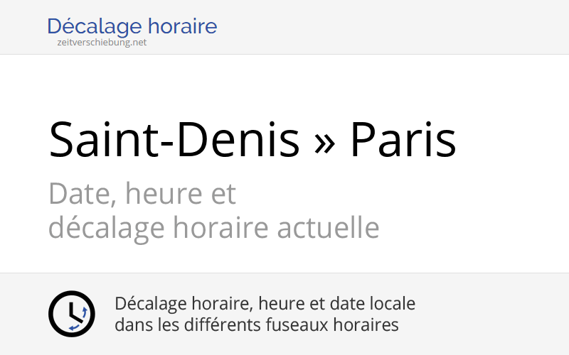 Décalage horaire SaintDenis, La Réunion » Paris, France